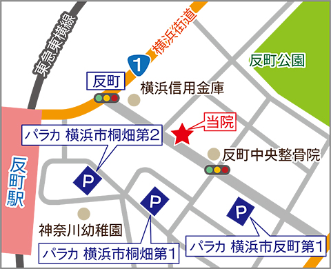 イラスト：三井のリパーク 横浜反町1丁目駐車場への地図